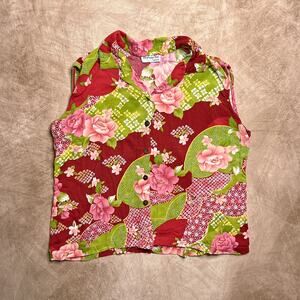 Vintage 90s Bishop St. Apparel Floral Print Sleeveless Hawaiian Shirt Multicolor
